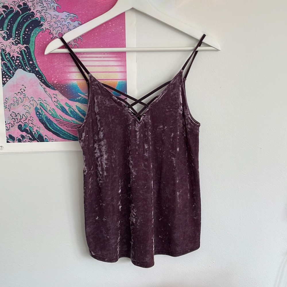 Purple Velvet American Eagle Crossed Top